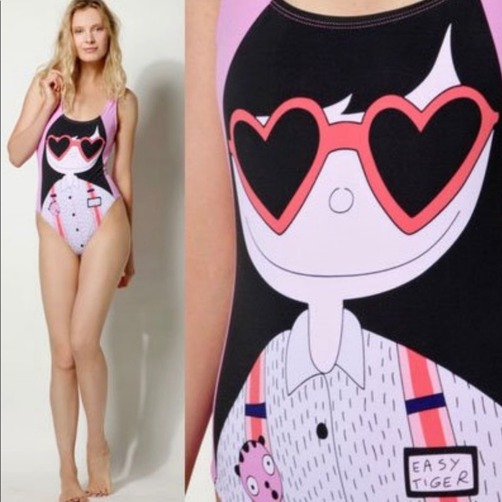 Marc Jacobs swimwear, one piece swimsuit, XS P, easy tiger graphic